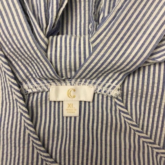 Charming Charlie Bow-Back Striped Ruffle Hem TopXL - Picture 4 of 9